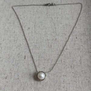 Chan Luu Sterling Silver Pearl and Diamond Necklace